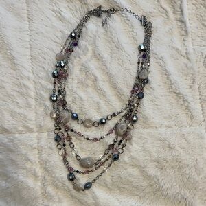 Lia Sophia Silver and Purple Multi-Strand Necklace